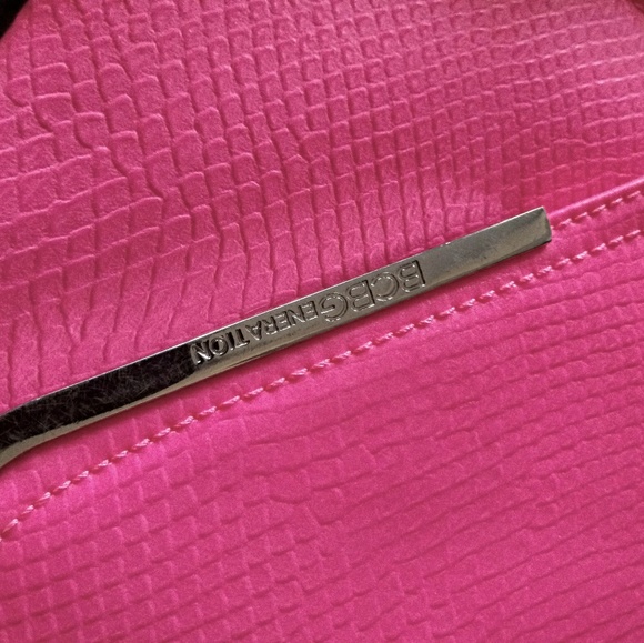 BCBGeneration Hot Pink Snake Print Clutch - Picture 3 of 8